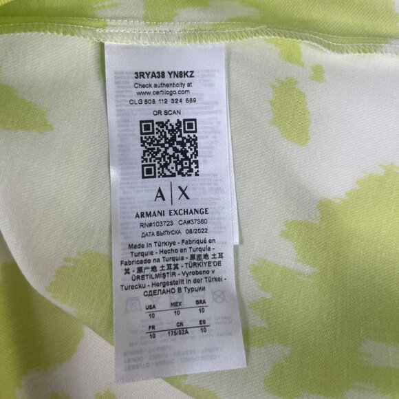 Armani Exchange Beach Party Dress Size 10 Green White New Ethical Fashion - Picture 8 of 14